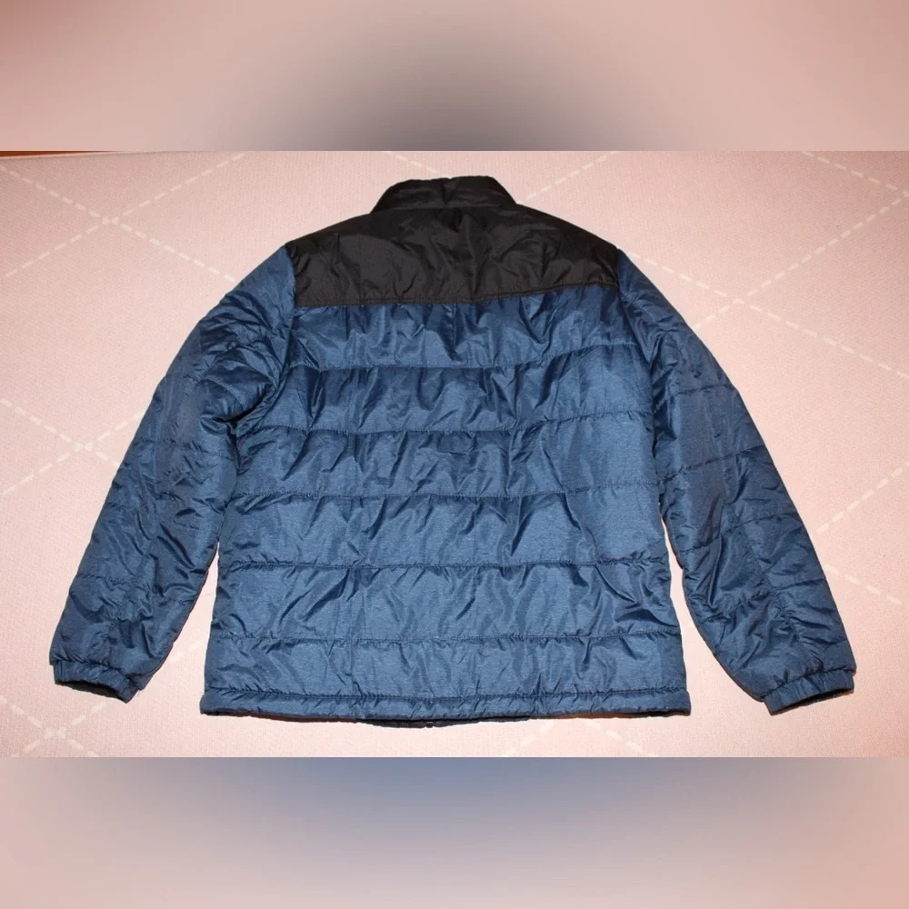 ZEROXPOSUR Men’s Large Jacket Winter Coat Flex Puffer Quilted Denim Blue Black - Picture 2 of 4